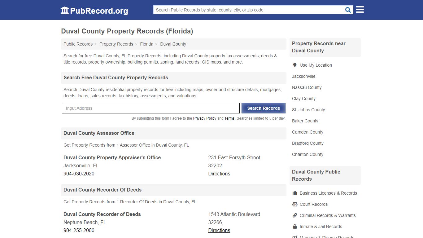 Duval County Property Records (Florida) - Free Public Records Search